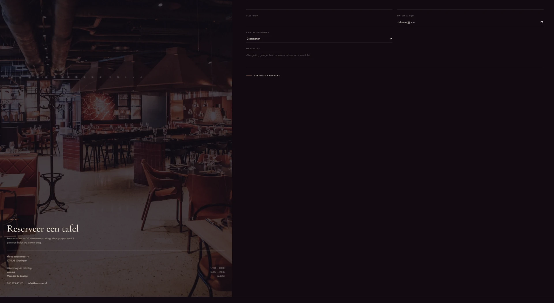 Reserveren en contact — Bistro Nora