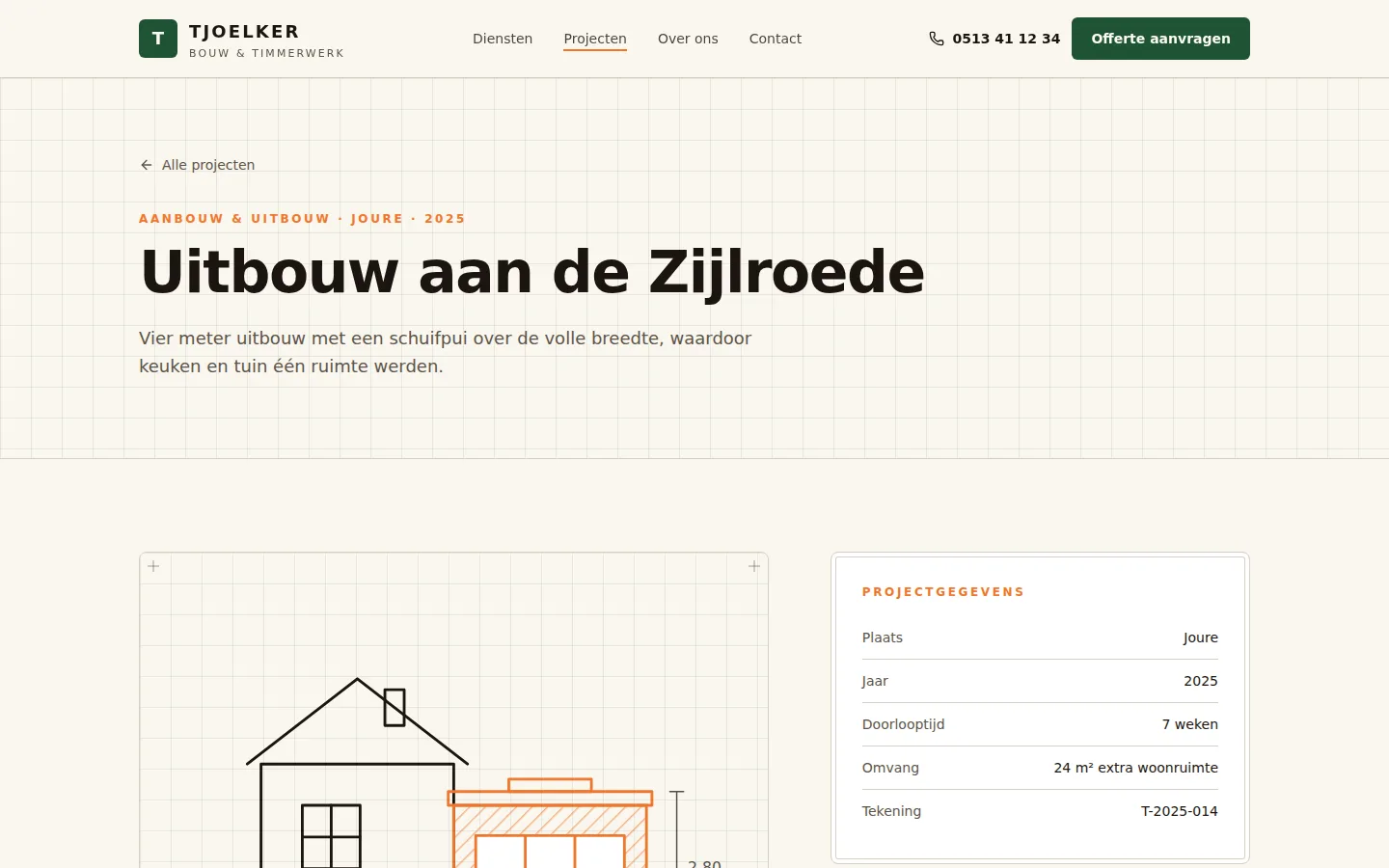 Een project met alle gegevens op een rij — Tjoelker Bouw & Timmerwerk